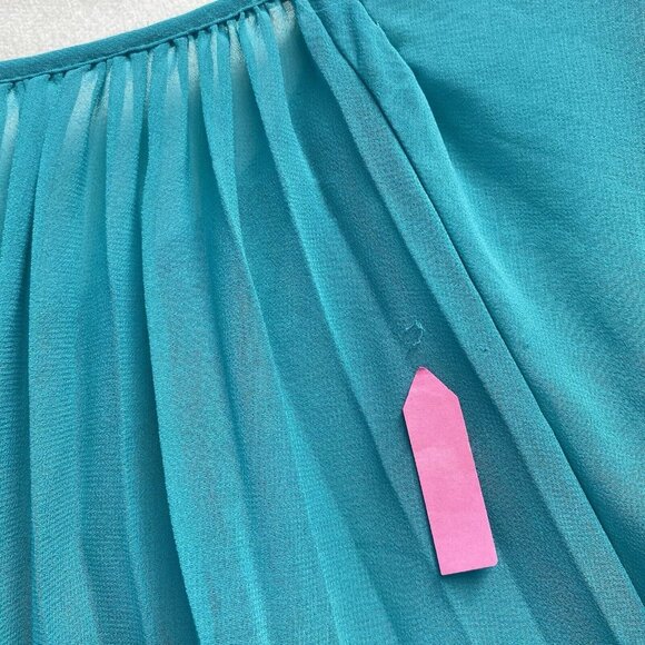 Daniel Rainn Pleated Sheer Batwing Sleeves Blouse Women Large Green Smocked Back - Picture 6 of 16